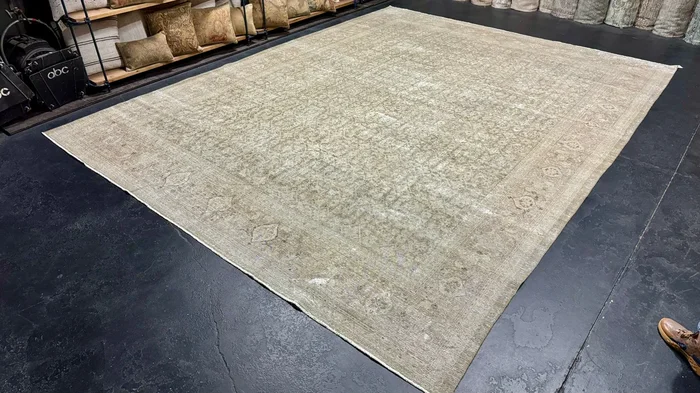 10’4 x 13’6 Classic Vintage Rug Muted Greige, Deep Sage Green & Terra Cotta ‘5470