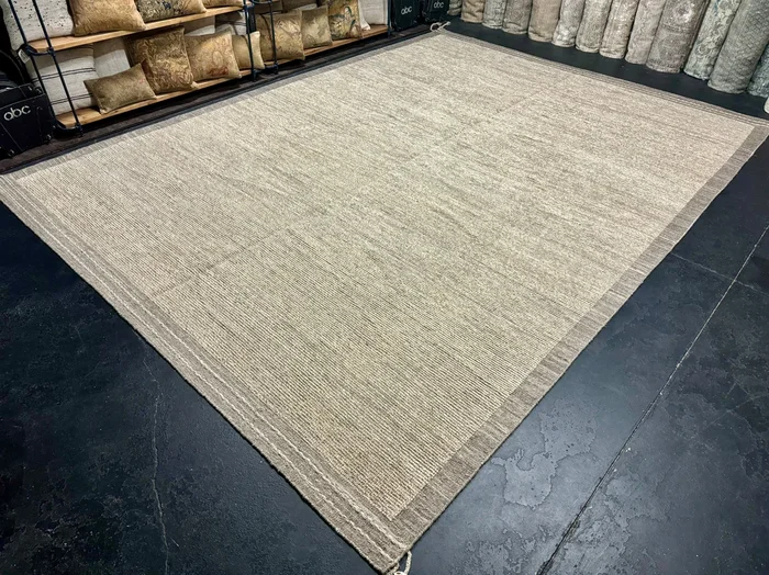 10’8 x 14’7 Moroccan Rug Pure Soft Wool Natural Ivory and Light Gray Tweed “Napa 2” MK4379