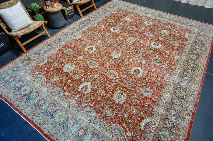 10’ x 13’8 Classic Vintage Rug, Bittersweet, Blue and Green 60’s Carpet ‘3867