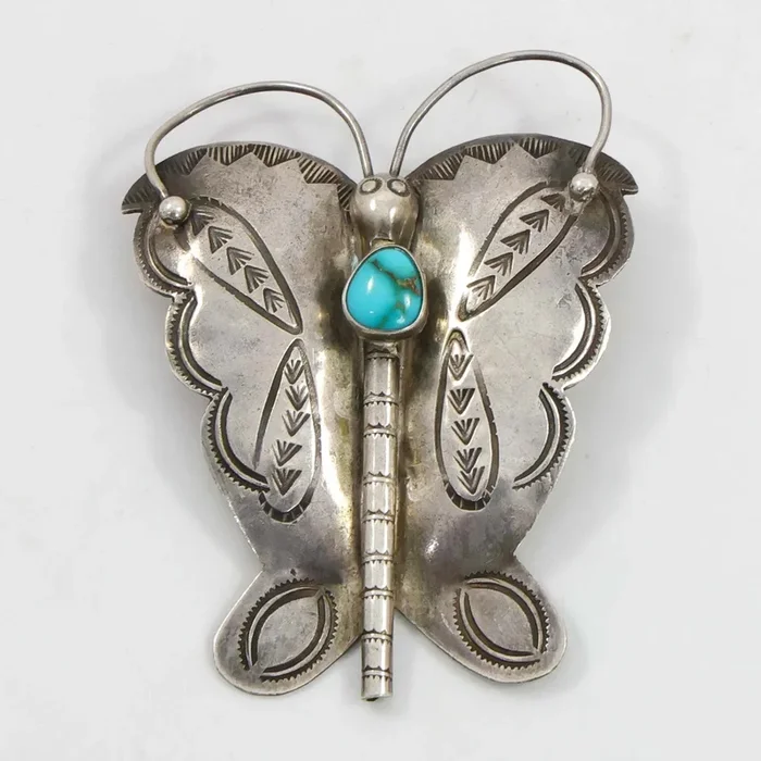 1940s Turquoise Butterfly Pin