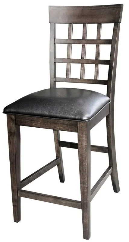 A-America – Bristol Point Lattice back Counter Chair in Warm Grey Finish (Set of 2) – BTLWG3732