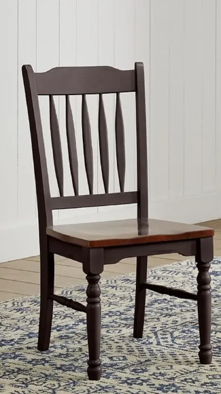 A-America – British Isles Slatback Side Chair in Oak-Black Finish (Set of 2) – BRIOB2672