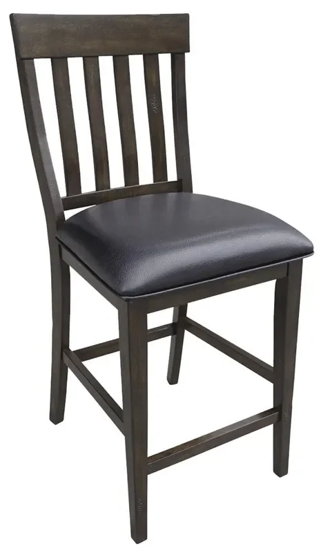 A-America – Mariposa Slatback Counter Chair with Upholstered Seat in Warm Grey Finish (Set of 2) – MRPWG3652