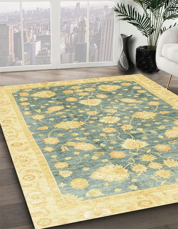 Abstract Mustard Yellow Oriental Rug, abs3471