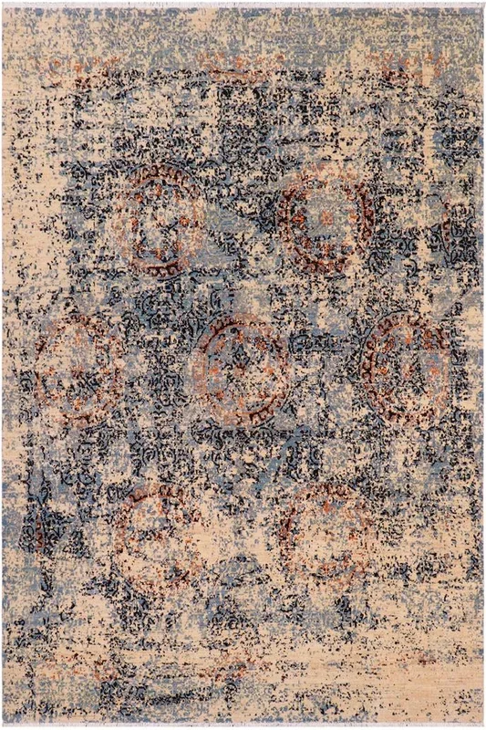 Abstract Ziegler Palmer Beige/Blue Wool&Silk Rug – 7’11” x 9’11”