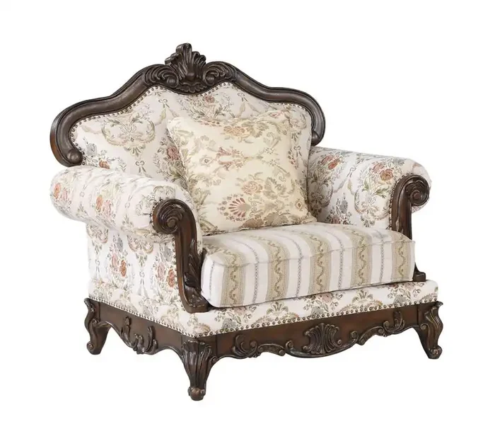 ACME Furniture – Nayla Chair w/Pillow – Pattern & Walnut – LV01275