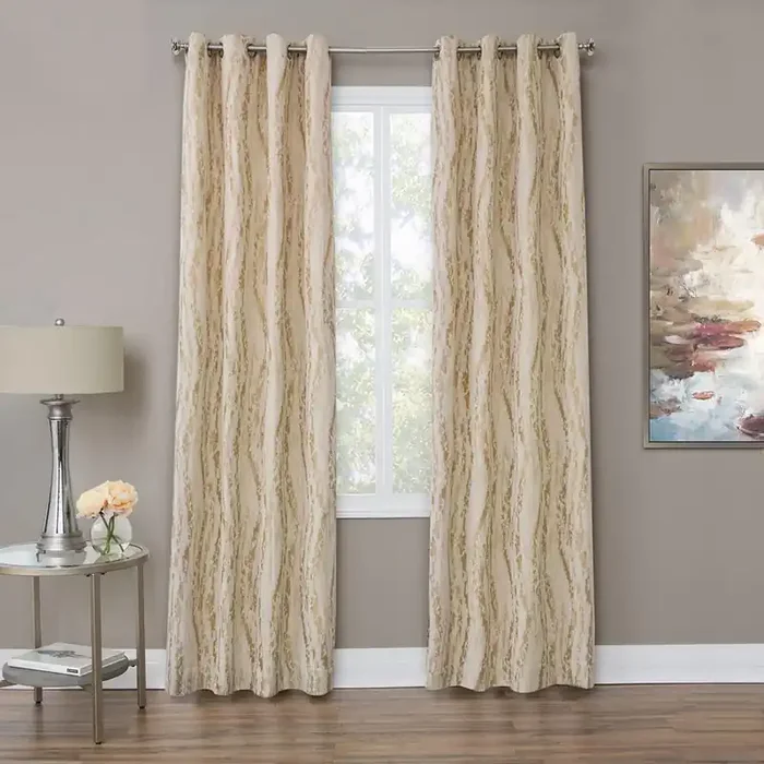 AICO by Michael Amini – Dali 50×84 Grommet Top Panel Weighted Corners in Gold – BDR-GT5084-DALI-GLD