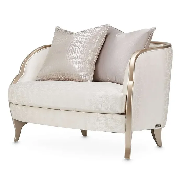 AICO by Michael Amini – Malibu Crest Chair and Half – Cloud White/Chardonnay – N9007838-CLDWH-822