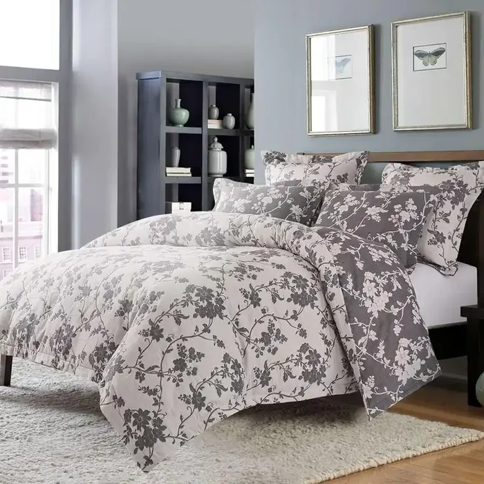 AICO by Michael Amini – Mika 5-Piece Queen Duvet Set – Dove – BCS-QD05-MIKA-DOV