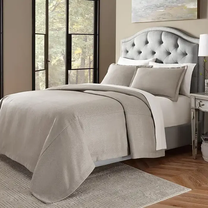 AICO by Michael Amini – Port Orleans 3pc Queen Bed Throw Set in Gray – BCS-QBT3-PORLN-GRY
