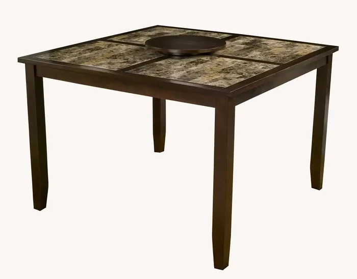 Alpine Furniture – Capitola Faux Marble Large Pub Table W/ Removable 18in Lazy Susan – 554-L
