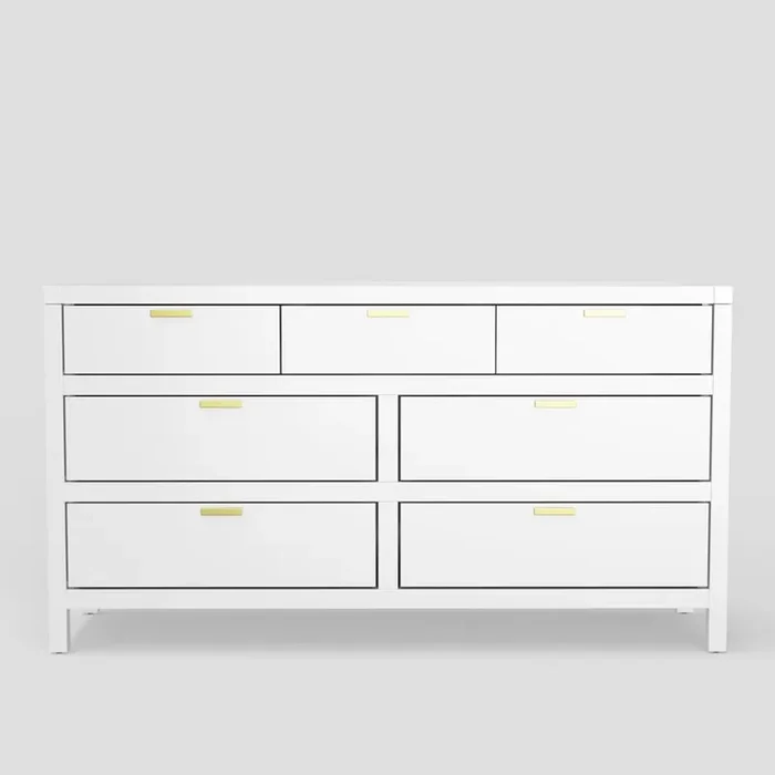 Alpine Furniture – Carmel 7 Drawer Dresser, White – JR-W-03