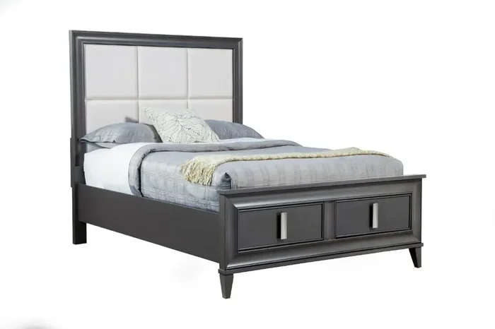 Alpine Furniture – Lorraine California King Storage Footboard Platform Bed, Dark Grey – 8171-07CK