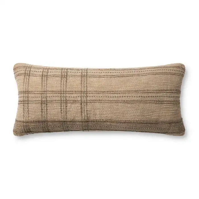 Angela Rose x Loloi – Calista PAR0018 Tan / Slate 13 x 35 Cover Only Pillow – P143PAR0018TNSLPI29
