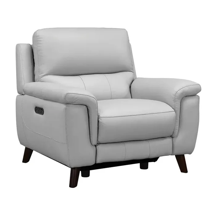 Armen Living – Lizette Contemporary Chair in Dark Brown Wood Finish and Dove Gray Genuine Leather – LCLZ1DV