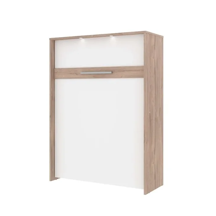 Bestar – Cielo 60W 59W Full Murphy Bed in Rustic Brown & White – 80183-000009