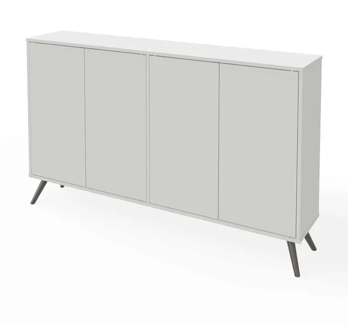 Bestar – Krom 60W Narrow Storage Cabinet with Metal Legs in White – 17164-1117