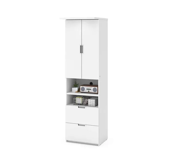 Bestar – Lumina 24W Storage Cabinet with 2 Drawers in White – 85160-17