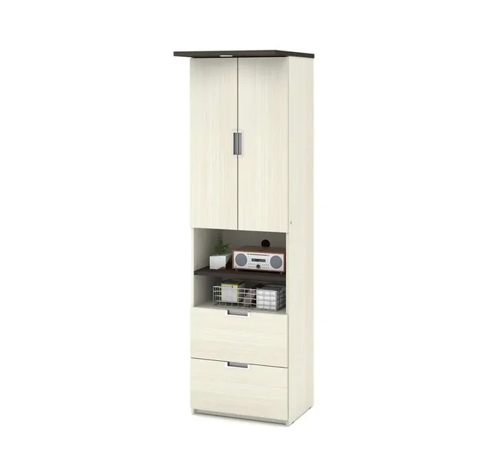 Bestar – Lumina 24W Storage Cabinet with 2 Drawers in White Chocolate – 85160-31