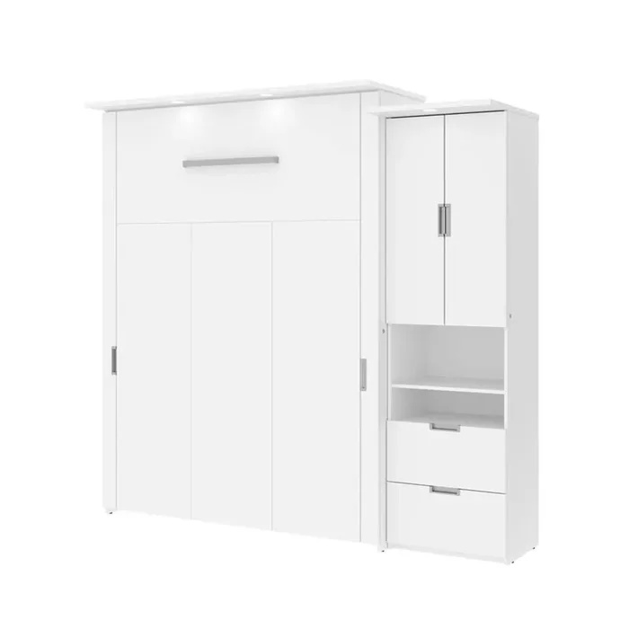 Bestar – Lumina 89W Queen Murphy Bed with Storage Cabinet (90W) in White – 85888-17