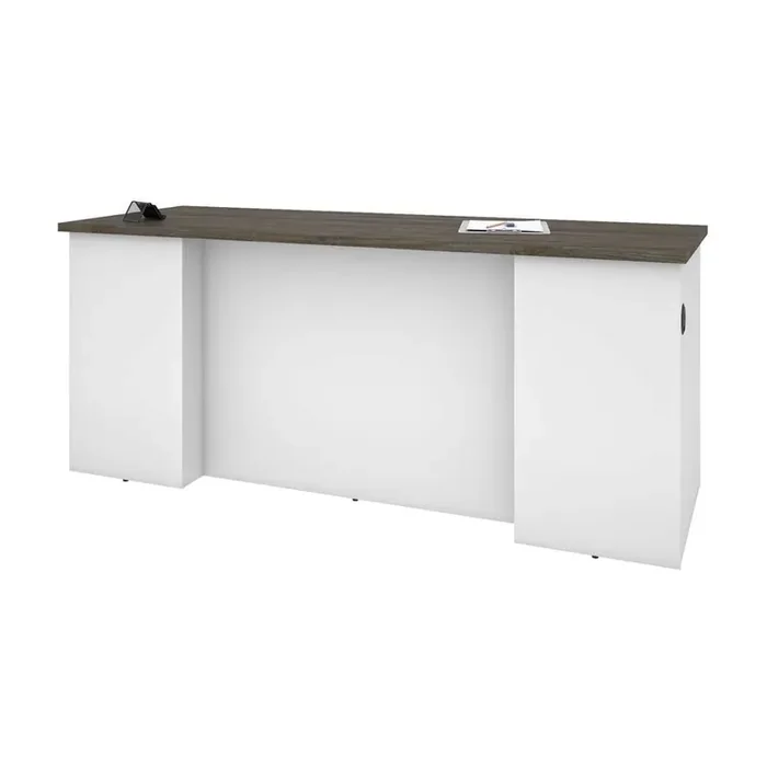 Bestar – Norma 71W Desk Shell in Walnut Grey & White – 181400-000035