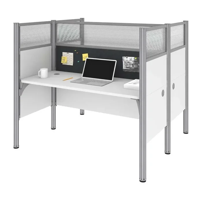 Bestar – Pro-Biz 63W Office Cubicles with Gray Tack Boards and High Privacy Panels in White – 100870DG-17