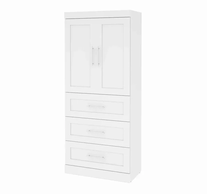 Bestar – Pur 36W Wardrobe with 3 Drawers in White – 26878-17