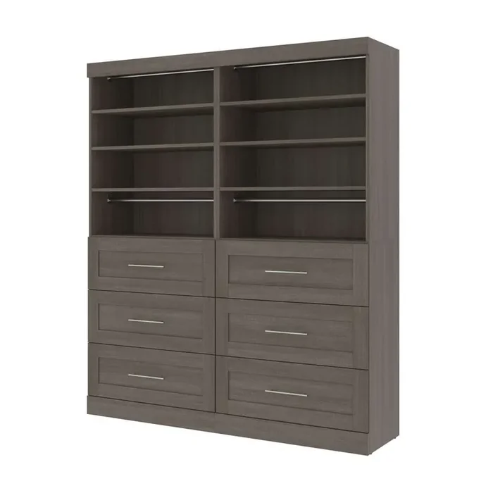 Bestar – Pur 72W Closet Organizer with Drawers in Bark Grey – 26856-47