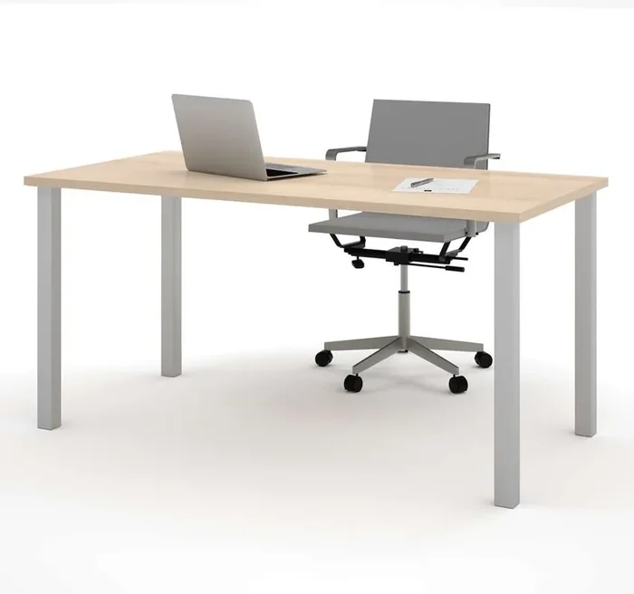 Bestar – Universel 60W Table Desk with Square Metal Legs in Northern Maple – 65865-38