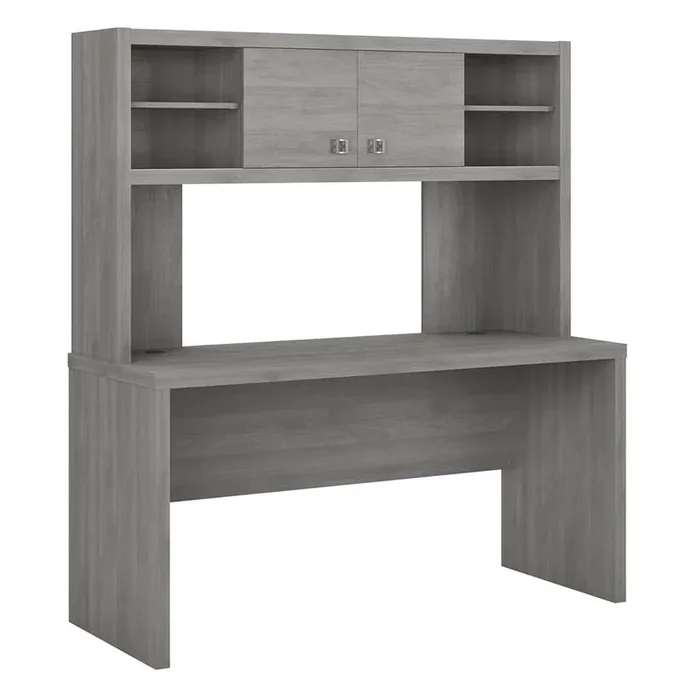 Bush Business Furniture – Echo 60W Credenza Desk with Hutch in Modern Gray – ECH030MG