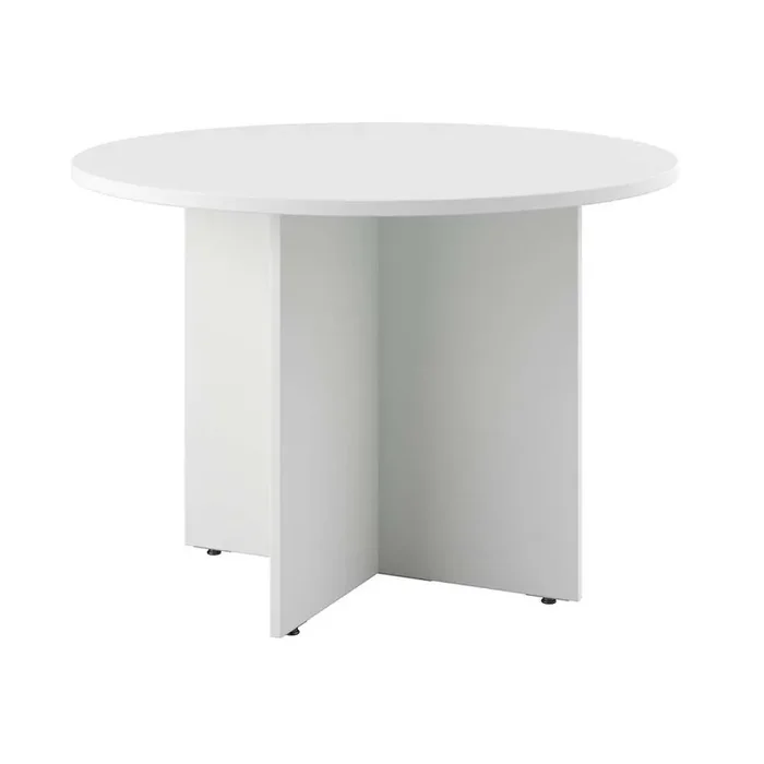 Bush Furniture – BBF 42W Round Conference Table w Wood Base in White – 99TB42RWH