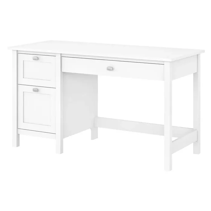 Bush Furniture – Broadview 54W Computer Desk with Drawers in Pure White – BDD254WH-03