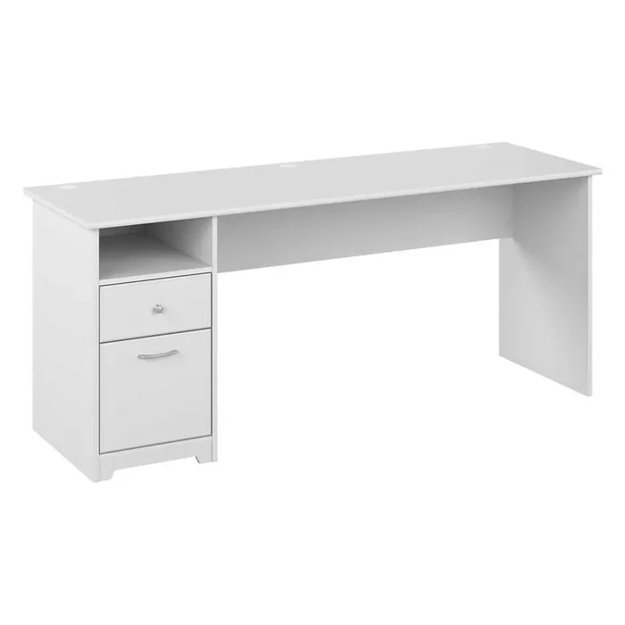 Bush Furniture – Cabot 72W Single Pedestal Desk in White – WC31972