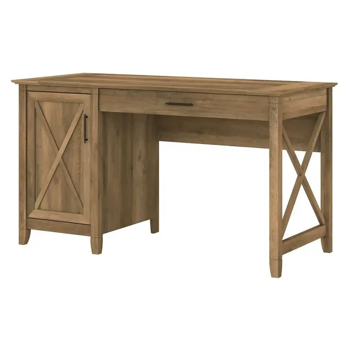 Bush Furniture – Key West 54W Computer Desk with Keyboard Tray and Storage in Reclaimed Pine – KWD154RCP-03