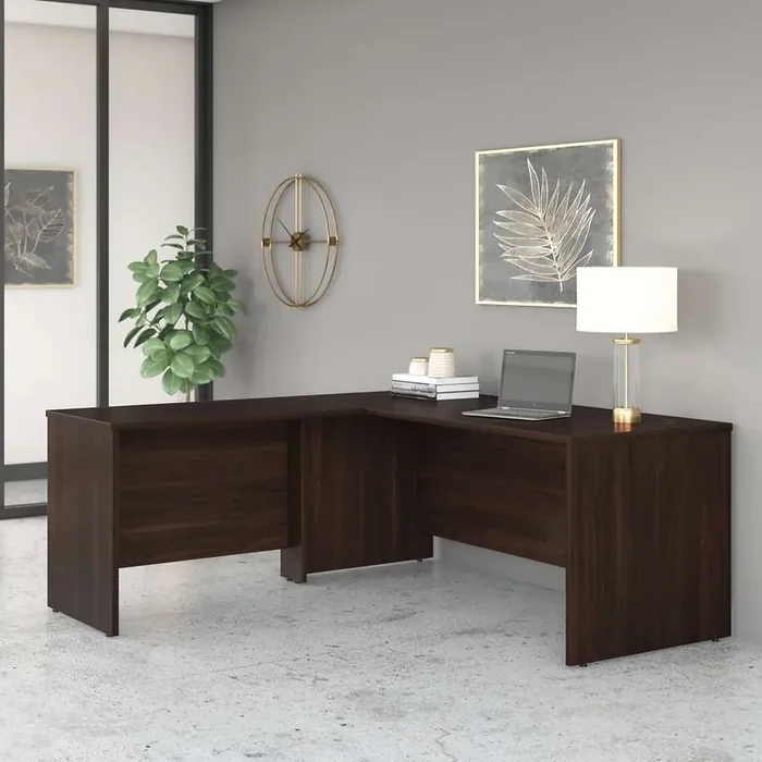 Bush Furniture – Studio C 72W x 30D L Shaped Desk with 42W Return in Black Walnut – STC049BW