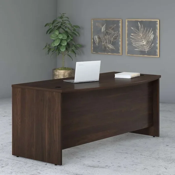 Bush Furniture – Studio C 72W x 36D Bow Front Desk in Black Walnut – SCD172BW