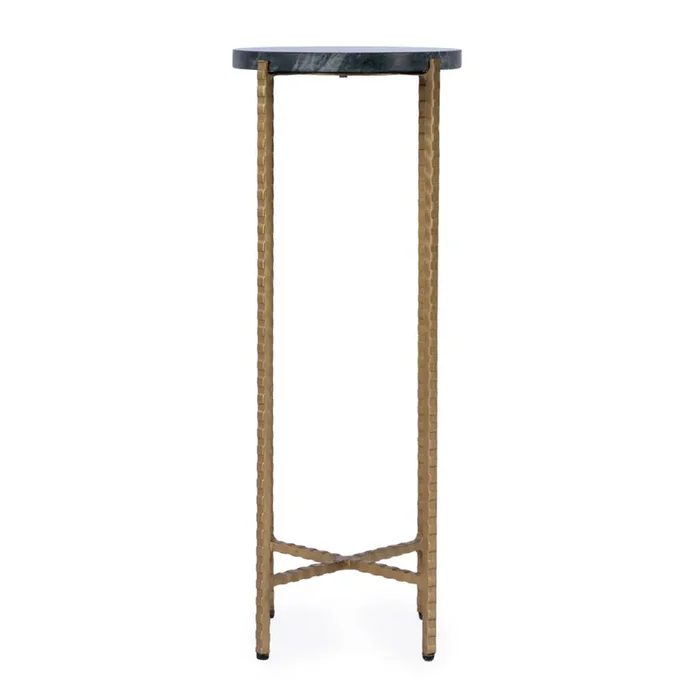 Butler Specialty Company – Nigella 8.5 in. W Round Marble with Cross Legs Side Table, Green – 5245475
