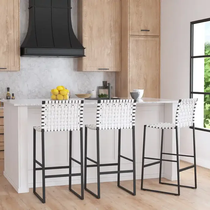 Butler Specialty Company – Urban Woven Leather Rectangular 28″ Barstool, White – 5445411_CLOSEOUT