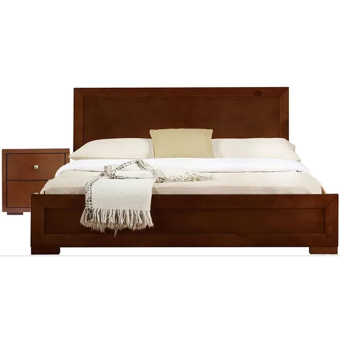 Camden Isle – Trent Wooden Platform Bed in Walnut, Twin with 1 Nightstand – 312530