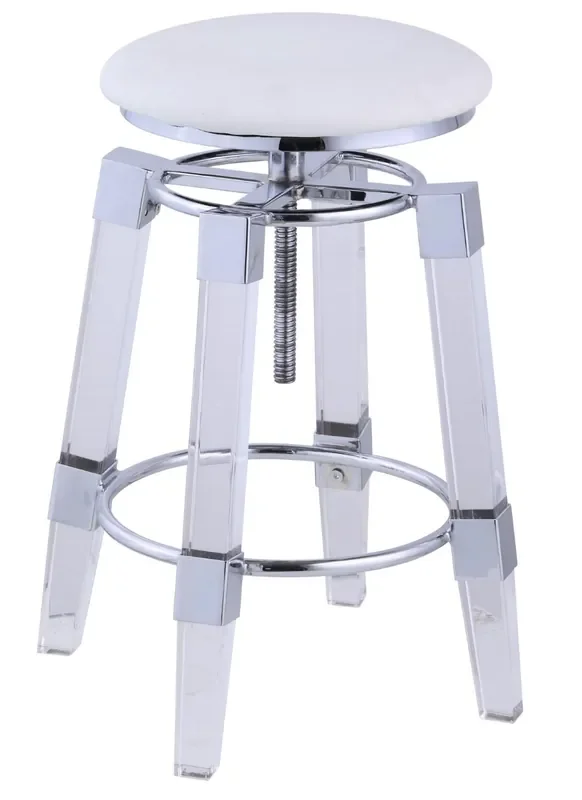 Chintaly – Adjustable Stool With Upholstered Seat In Withe – 4038-AS-WHT