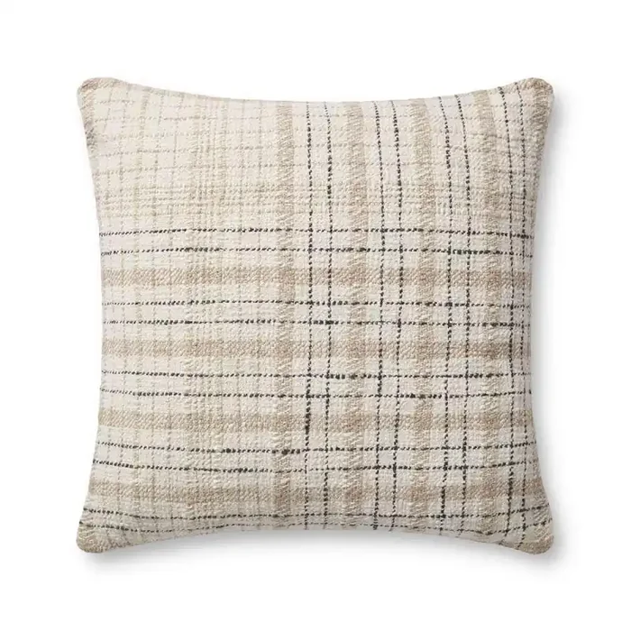 Chris Loves Julia x Loloi – Cricket Beige / Black 22 x 22 Cover Only Pillow – P299PCJ0013BEBLPIL3