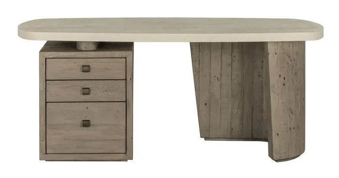 Classic Home – Angus 70in Reclaimed Wood Writing Desk In Concrete Gray – 51031336