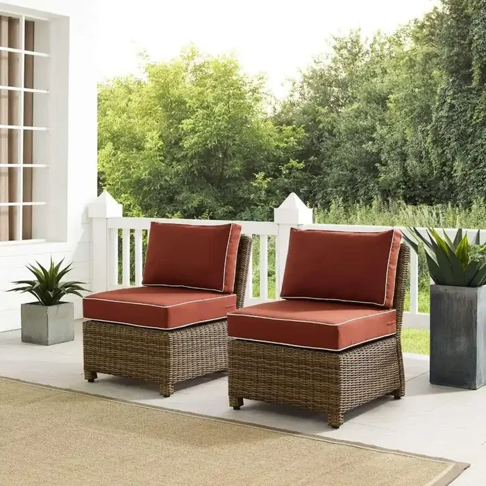 Crosley Furniture – Bradenton Outdoor Wicker Chair Set Sangria- Weathered Brown (Set of 2) – KO70173WB-SG