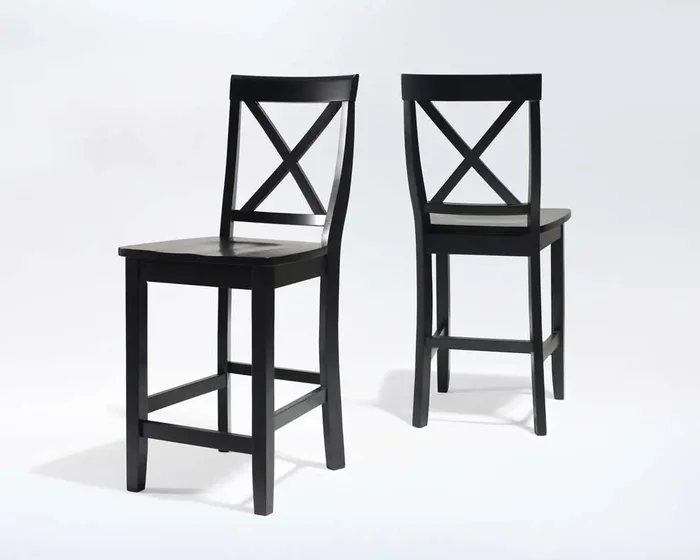 Crosley Furniture – X-Back Bar Stool in Black Finish with 24 Inch Seat Height (Set of 2) – CF500424-BK