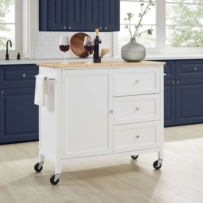 Crosley Furniture Soren Wood Top Kitchen Island/Cart White/Natural – KF30090NA-WH