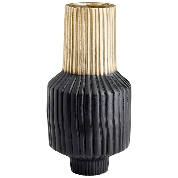 Cyan Design – Allumage Vase in Matt Black and Gold – Medium – 10625