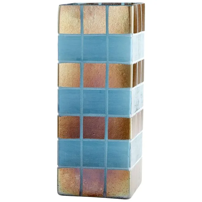 Cyan Design – Aurum Vase in Irridescent Gold and Blue – Small – 10488