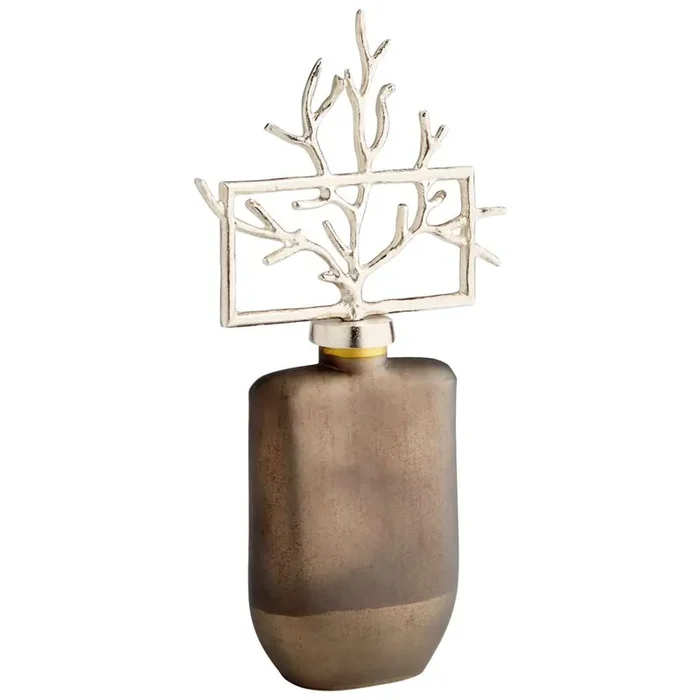 Cyan Design – Square Viewleaf Sculpture in Black Onyx and Nickel – Small – 10702
