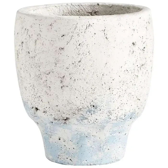 Cyan Design – Venice Planter in Antique White Blue Accents – Small – 09608