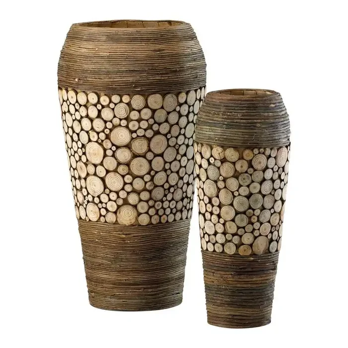 Cyan Design – Wood Slice Oblong Containers in Birchwood and Walnut – 02520
